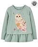 Carter's  Owl Peplum Jersey Tee - Green