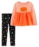 Carter's 2-Piece Pumpkin Top & Halloween Legging Set - Orange Black