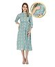 Zelena Three Fourth Sleeves All Over Printed Maternity & Nursing Dress - Green