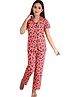 Clothe Funn Half Sleeves All Over Flower Printed Night Suit - Peach