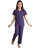 Clothe Funn Half Sleeves All Over Heart Printed Night Suit - Navy Blue