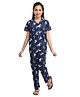 Clothe Funn Half Sleeves Unicorn Printed Night Suit - Navy Blue