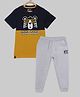 3PIN Half Sleeves Tiger Printed Tee With Joggers - Yellow