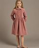 Cherry Crumble by Nitt Hyman Full Sleeves Solid Fit & Flare Dress - Pink
