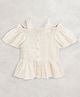 Cherry Crumble by Nitt Hyman Half Sleeves Smocked Cold Shoulder Top - Cream