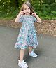 Cherry Crumble by Nitt Hyman Half Sleeves All Over Floral Print Smocked Dress - Blue
