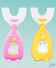 The Little Lookers Soft Sillicone U-Shaped Head 360° Toothbrush Pack Of 2 - Yellow Pink (Print May Vary)