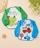 The Little Lookers Full Sleeves Washable PVC Waterproof Bibs Pack Of 2 - Green Blue The Little Lookers Full Sleeves Washable PVC Waterproof Bibs Pack Of 2 - Green Blue