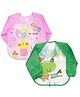 The Little Lookers Full Sleeves Washable PVC Waterproof Bibs Pack Of 2 - Green Pink