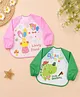 The Little Lookers Full Sleeves Washable PVC Waterproof Bibs Pack Of 2 - Green Pink The Little Lookers Full Sleeves Washable PVC Waterproof Bibs Pack Of 2 - Green Pink