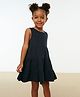 trendyol Sleeveless Knee Length Solid Frock - Navy