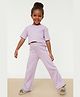 trendyol Half Sleeves Top & Full Pant Set - Purple