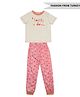trendyol Half Sleeves Cotton Night Suit Lazzzy Day And Dot Print - Pink White