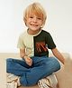 Trendyol Half Sleeves Cotton T-Shirt Text Print - Khaki