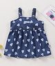 Wow Baby Sleeveless Cotton Woven Frock Heart Print - Blue