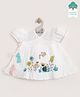 Keebee Organics Short Sleeves Floral Patch Organic Cotton Dress - White