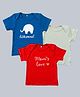Kadam Baby Pack Of 3 Half Sleeves Text Printed & Solid Tees - Blue Grey & Red