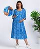 Bella Mama Three Fourth Sleeves Maternity Nursing Frock - Sky & Dark Blue