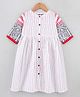 Twisha Striped Print Three Fourth Sleeves Dress - White