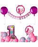 CAMARILLA 1st Birthday Decoration Items for Baby Girl Pink - Pack of 57pcs