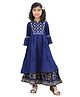 misbis Three Fourth Sleeves Ethnic Kurta With Floral Print Sharara - Blue