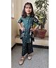 misbis Three Fourth Sleeves Ethnic Gold Print Kurta With Palazzo - Green