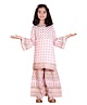 misbis Full Sleeves Embroidered Work Detail Kurta With Printed Sharara - Pink