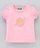 UCB Half Sleeves Top Text Print - Pink