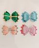 NYRA DESIGN STUDIO Set Of 4 Shimmer Bow Hair Clips - Green Blue Peach Pink