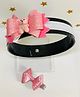 NYRA DESIGN STUDIO Teddy Bear Bow Hair Band  And Bow Hair Clip Set - Pink