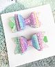 FOLLOW THE NEEDLE Pair Of Unicorn Bow Hair Clips - Blue