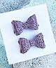 FOLLOW THE NEEDLE Sequin Detailing Bow Hair Clips - Purple