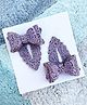 FOLLOW THE NEEDLE Sequin Detailing Bow Hair Clips - Purple