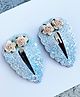 FOLLOW THE NEEDLE Floral Snap Hair Clips - Blue