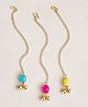 Lime By Manika Set Of 3 Beads Detailing Maang Teekas- Pink Blue Yellow
