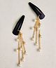 Lime By Manika Pearl Detailed Dangling Pair Of Hair Clips - Golden