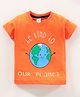 Grab It Half Sleeves Tee Planet Print - Orange