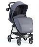 Babyhug Imperial Stroller With Foot Cover And Mosquito Net - Dark Grey| Reclining Backrest| Linked Rear Wheel Brake| Swivel Wheels with Lock| Storage Basket| Compact Fold| Adjustable Canopy