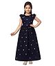 Aarika Cap Sleeves Embellished Gown - Navy Blue