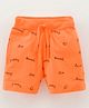 Grab It Shorts With Drawstring Text Print - Orange