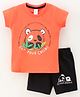 Grab It T-Shirt & Shorts Panda Print - Black Peach
