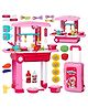 UNIQUEBUYIN Toy Kitchen Trolly set with Lights and Music Pink - 28 Pieces