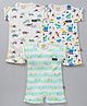 WOW Clothes Cotton Half Sleeves Onesies Printed Pack Of 3 - Blue White