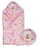 Kidbea 3 in 1 Baby Sleeping Bag Wrapper With Hood Teddy Print -Pink