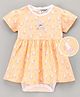 Wonderchild Short Sleeves All Over Bunny Print Bodysuit Dress - Peach