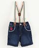 Little Kangaroos Knee Length Shorts with Suspenders - Dark Blue