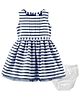 Carter's Striped Sateen Dress - White Navy