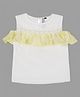 Actuel Cold Shoulder Short Sleeves Lace Detailing Top - White & Lemon Yellow