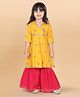 Adiva Three Fourth Sleeves Floral Motif Print Angrakha Kurti With Sharara - Yellow