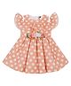 Actuel Half Sleeves Polka Print Dress - Peach
